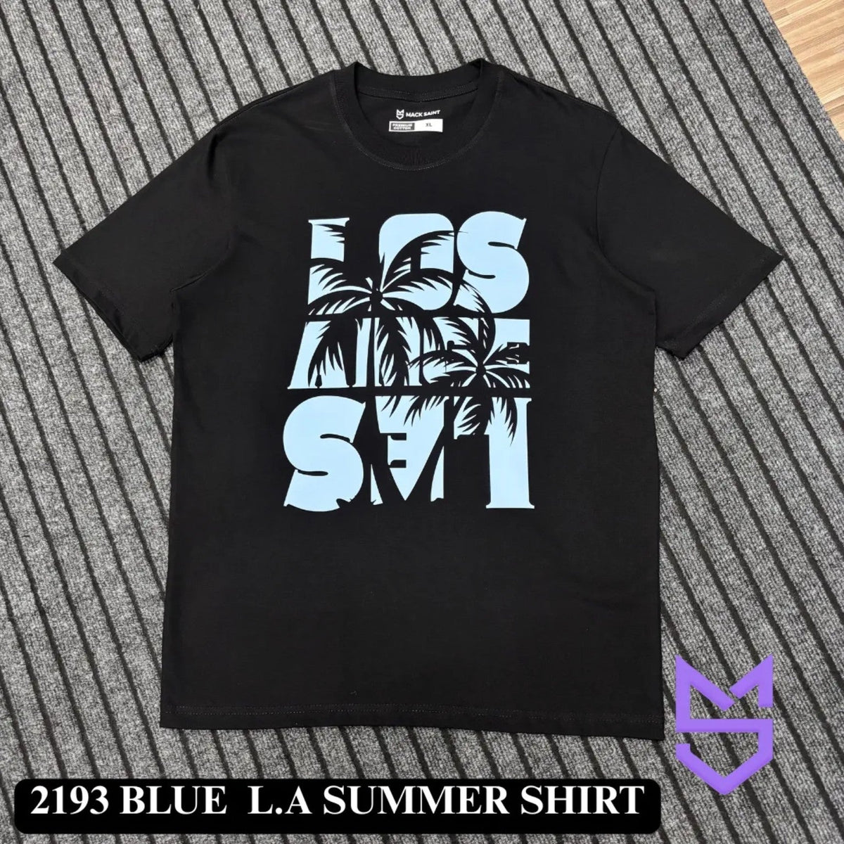 Black 2193 LA Summer Shirt with blue print
